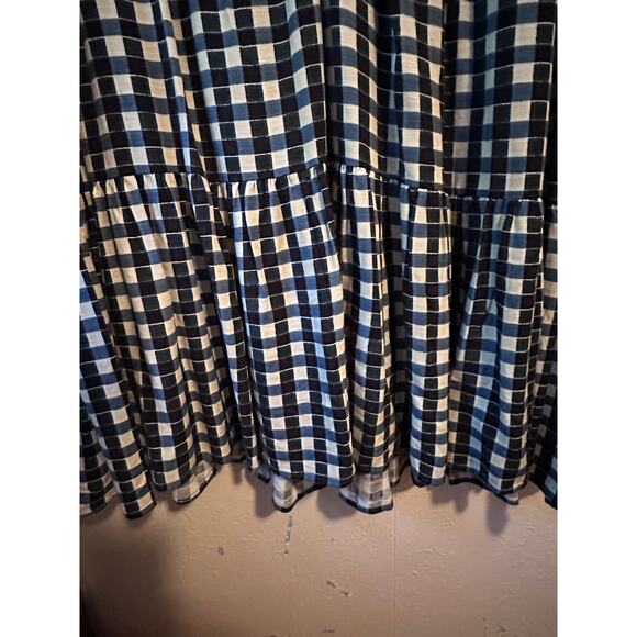 Ava & Viv Woman's 1x  Checkered Short Flutter Sleeve Tiered Dress Pockets - Picture 6 of 7